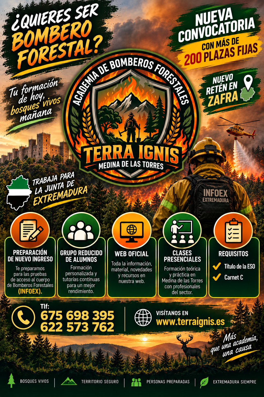 Cartel informativo de Terra Ignis para la preparación de INFOEX Extremadura